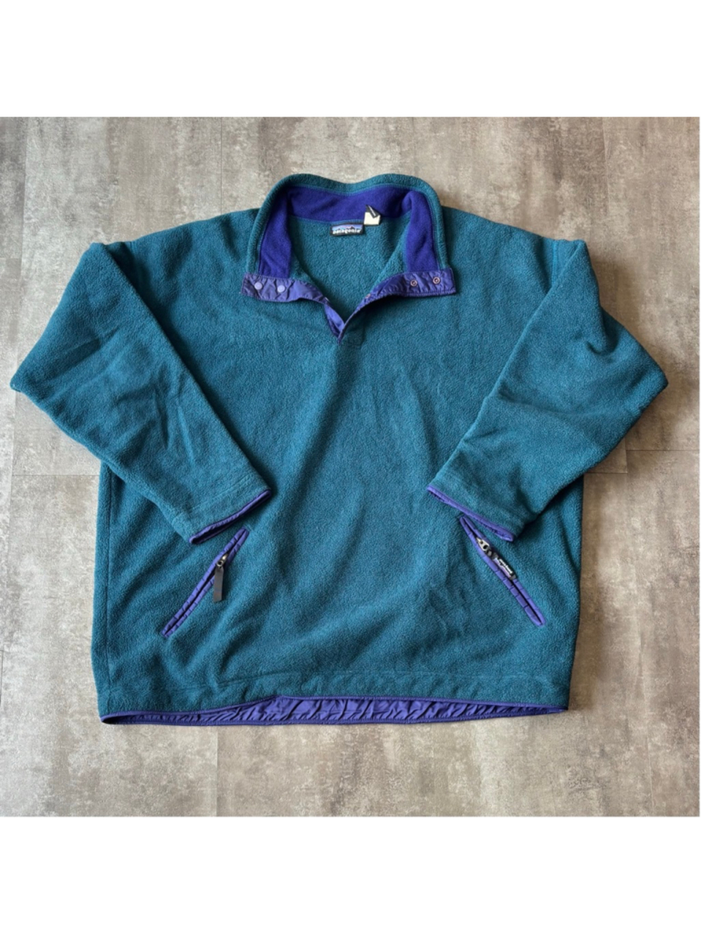 Vintage Patagonia Synchilla Snap Fleece Pullover Sweater Mens XL Teal Purple